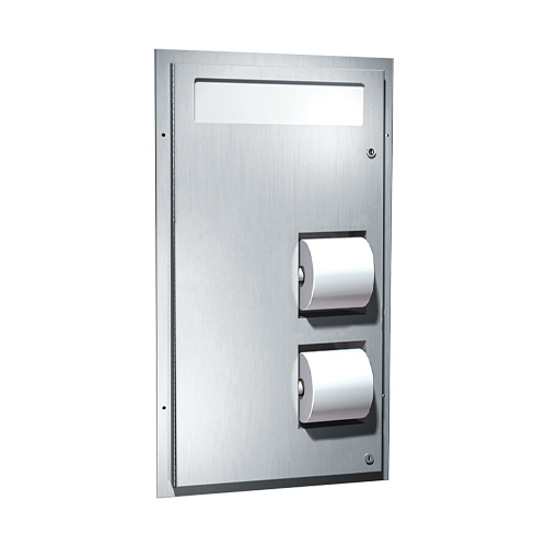 ASI 0484 Toilet Seat Cover and Toilet Tissue Dispenser, Dual Access, Partition Mounted