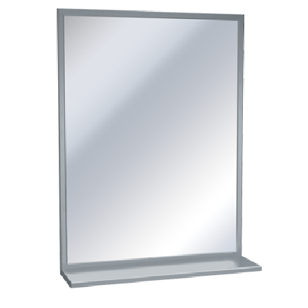 ASI 0605-1836 stainless steel angle frame mirror with shelf, 18 x 36 inch