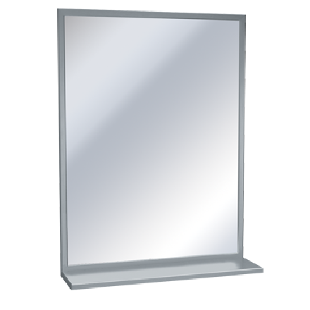 ASI 0605-6024 stainless steel angle frame mirror with shelf, 60 x 24 inch