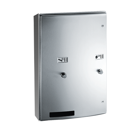ASI 204684-9-F Roval Dual (31) Napkin/ (22) Tampon Vendor, Surface Mounted, Free Operation