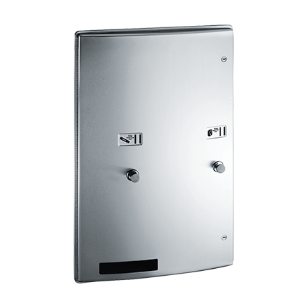 ASI 204684-F Roval Dual (31) Napkin/ (22) Tampon Vendor, Recessed, Free Operation
