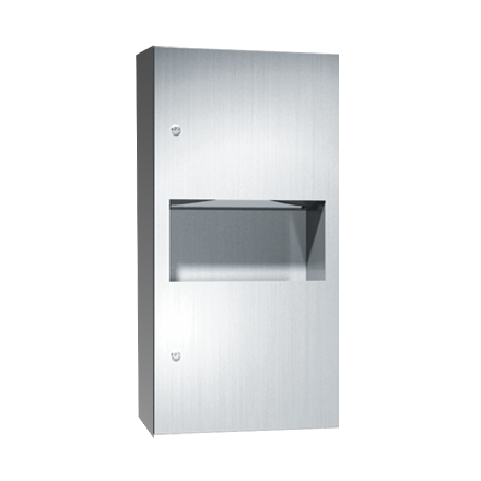 ASI 64623-9 Simplicity Paper Towel Dispenser and Waste Receptacle, Manual, Surface Mounted, 2.2 Gallon
