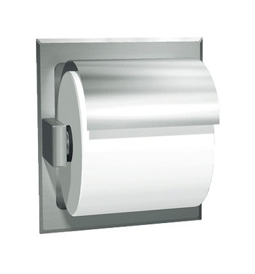 ASI 7402-HS Toilet Tissue Holder with Hood, Single, Recessed, Satin Finish