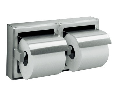 ASI 74022-HSSM Toilet Tissue Holder with Hood, Double, Surface Mounted, Satin Finish