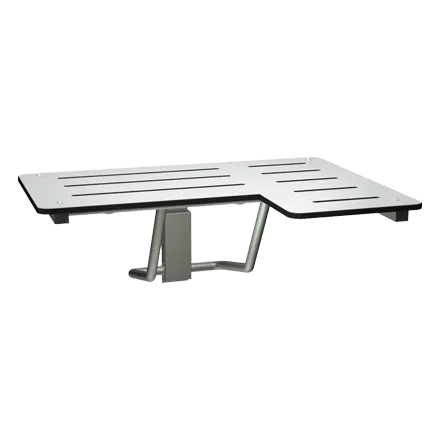 ASI 8206-L Folding Shower Seat, Solid Phenolic, White, L Shaped, 33" wide, Left Hand, ADA