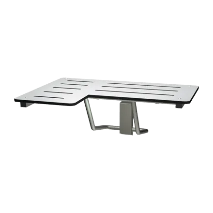 ASI 8206-R Folding Shower Seat, Solid Phenolic, White, L Shaped, 33" wide – Right Hand, ADA