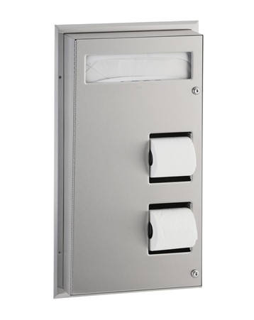 Bobrick B347 Partition-Mounted Seat-Cover Dispenser and Toilet Tissue Dispenser