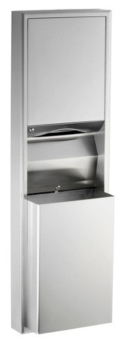 Bobrick B3949 Classic Series Surface Mounted Paper Towel Dispenser / Waste Receptacle, 12 Gallon, Stainless Steel