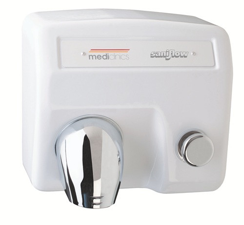 E85 SANIFLOW HAND DRYER  Push Button, Cast iron, White porcelain, 110-120V