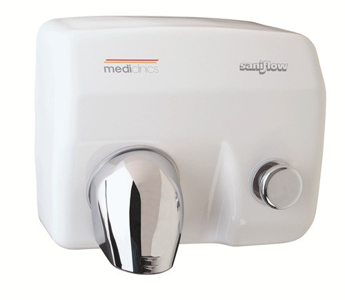 E88 SANIFLOW HAND DRYER, Push Button,  White porcelain, 110-120V
