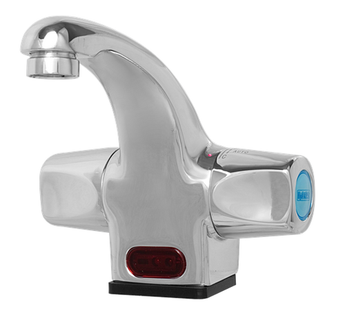 Hydrotek H-3000C-LRDC Lavatory Automatic Faucet, Hot/Cold Mixing and Manual On/Off, AC Powered w /DC Backup, ADA Compliant, Vandal Resistant