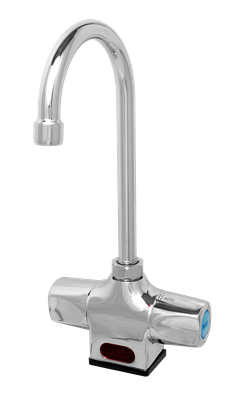Hydrotek H-4000C-LR Gooseneck Automatic Faucet, Mixing & Manual On/Off, AC Powered, Vandal Resistant, ADA Compliant