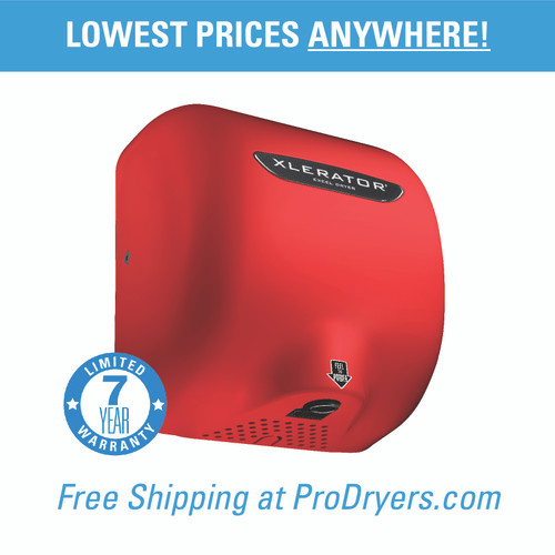  XL-SP-Red Excel Dryer Red XLERATOR Hand Dryer XL-R, Zinc Die-Cast Cover - Red Cover, Automatic Sensor, Surface Mounted, LEED Credits, GreenSpec Listed, Commercial Hand Dryer, XL-SP Red