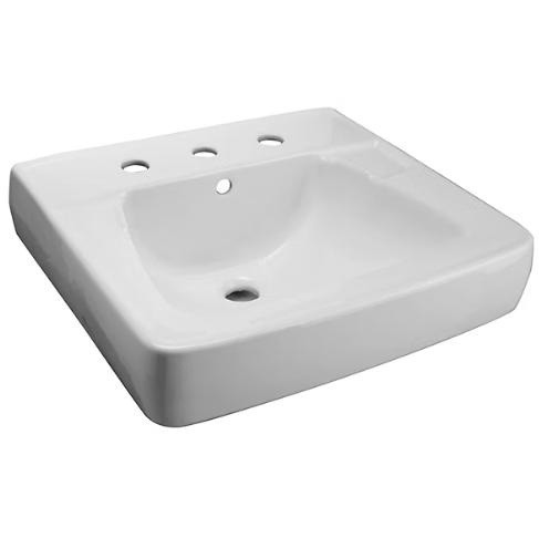 Zurn Z5314 20" x 18" Wall Hung Lavatory Sink with Rear Overflow and 4" Center Faucet Holes
