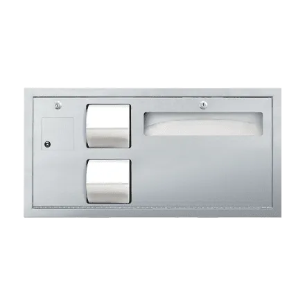 ASI 0487-L Toilet Tissue and Seat Cover Dispenser with Waste Disposal, ADA Compliant, Recessed