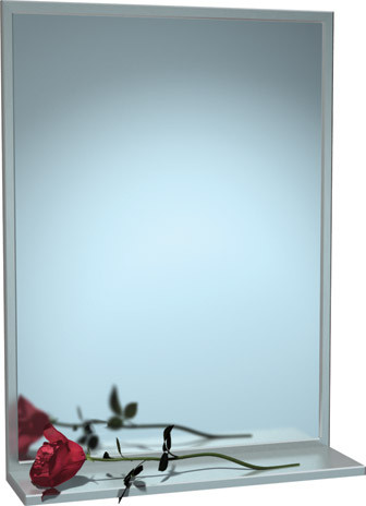 ASI 0625-1622 Chan-Lok Frame Plate Glass Mirror with Shelf, Stainless Steel, 16" W x 22" H