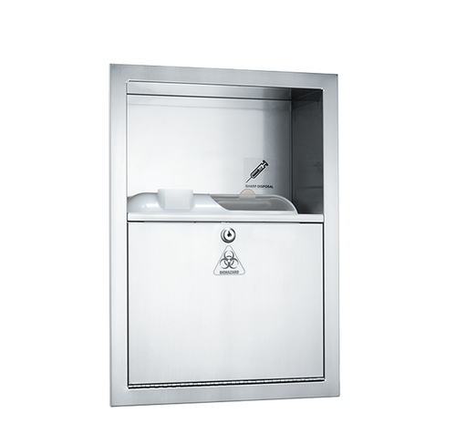 ASI 0548 Traditional Stainless Steel Sharps Disposal Cabinet, Recessed (Container Not Included)