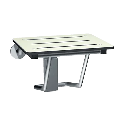 ASI 8203-20 Folding Shower Seat, Rectangular Solid Phenolic, Compact 20" wide, White, ADA