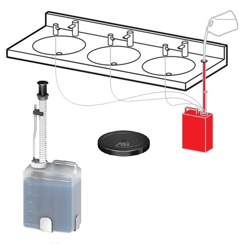 ASI 0390-41 EZ Fill Top Fill Multi-Feed Kit, Includes 6 L Container, Top Fill Tube and Matte Black Vanity Fill Port with Cover (Kit Only, Dispenser Not Included)