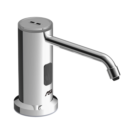 ASI 0338 Automatic Top Fill Liquid Soap Dispenser, AC Powered, Vanity Mounted, Stainless Steel with Bright Finish