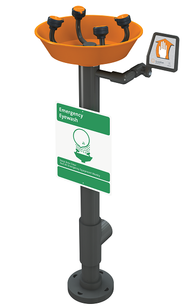 Guardian G1796 WideArea™ Eye/Face Wash, Pedestal Mounted, PVC Construction