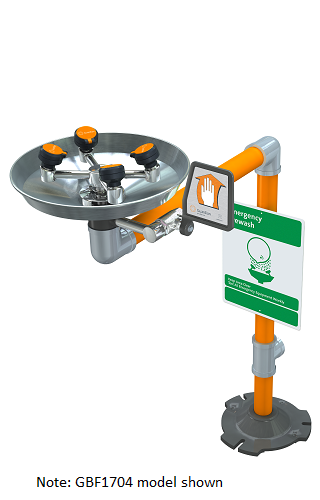 Guardian GBF1704PCC Barrier-Free WideArea™ Eye/Face Wash, Pedestal Mounted, Polished Chrome
