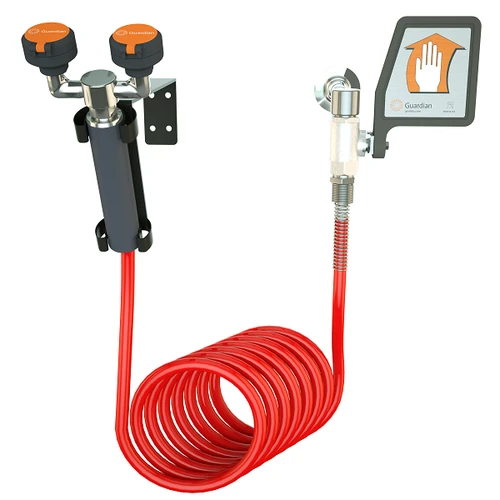 Guardian G5014 Eyewash/Drench Hose Unit 12' Wall Mounted with Ball Valve and Flag Handle
