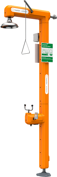 Guardian GFR3505 Heated Safety Station with Eyewash, Stainless Steel Pipe/Fittings, Top Inlet, Class I, Division 2