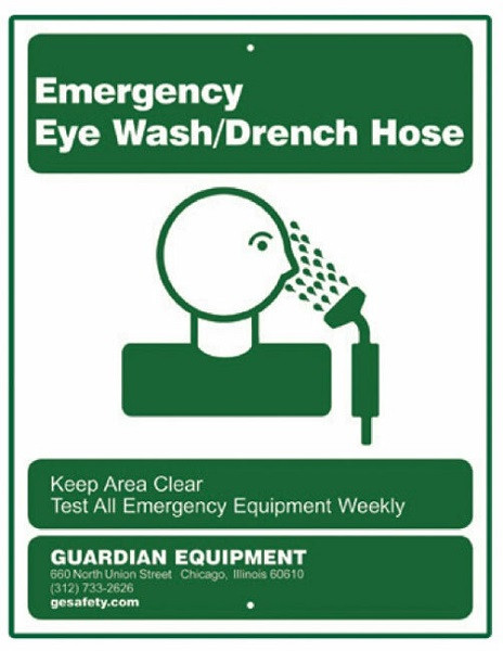 Guardian 250-010G Emergency Eye Wash/Drench Hose Safety Sign