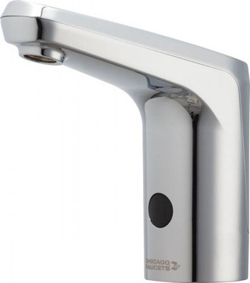 Chicago Faucets E80-A11D-11ABCPT E-Tronic Lavatory Sink Faucet with Touch Free Operation, Battery, 0.35 GPM