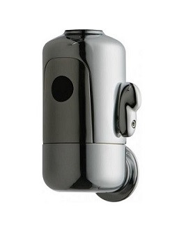 Chicago Faucets 116.657.AB.1T HyTronic Touch Free Programmable Electronic Faucet, Wall Mounted, Dual Supply, User Adjustable Temperature Control Mixer, Long Term Power System (LTPS), Battery Operated, Less Spout