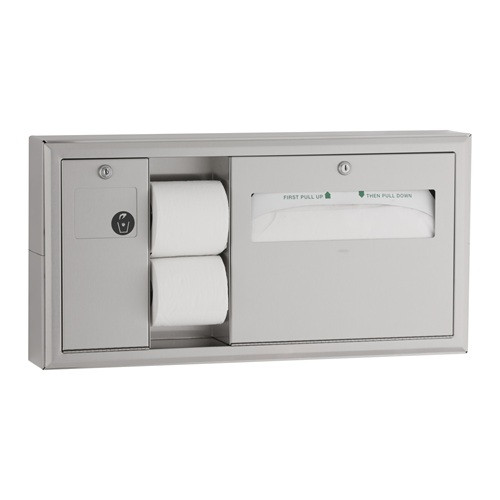Bobrick B-30919 ClassicSeries Surface Mounted Toilet Tissue, Seat Cover Dispenser and Waste Disposal, Left Side