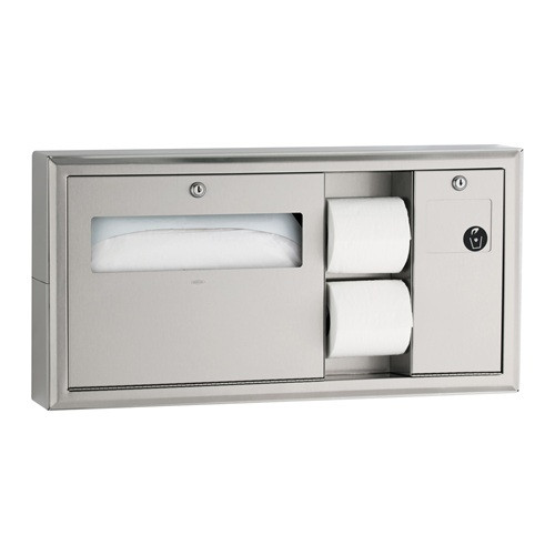 Bobrick B-30929 ClassicSeries Surface Mounted Toilet Tissue, Seat Cover Dispenser and Waste Disposal, Right Side