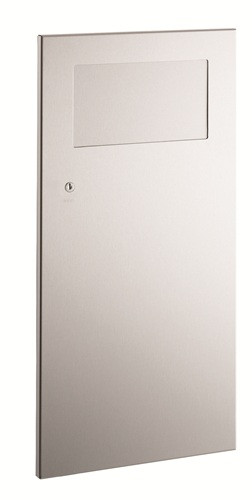 Bobrick B-35633 TrimLineSeries Waste Receptacle with Disposal Door, Recessed, Satin Finish, 3-Gallon
