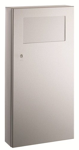 Bobrick B-35639 TrimLineSeries Waste Receptacle with Disposal Door, Surface Mounted, Satin Finish, 3-Gallon