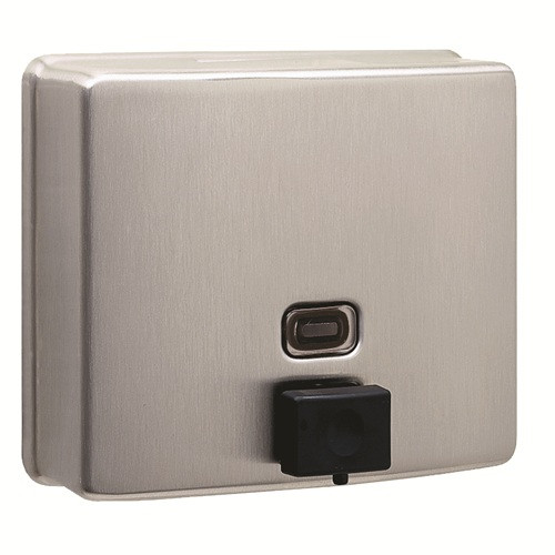 Bobrick B-818615 ConturaSeries Heavy Duty Manual Liquid Soap Dispenser, Surface Mounted, Satin Finish, 40-fl oz