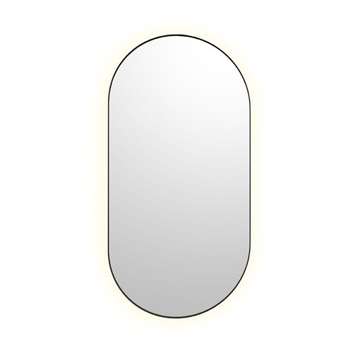 Bobrick B-104 2448.MBLK Pill Shaped Backlit LED Mirror, 24 W x 48 H, Matte Black