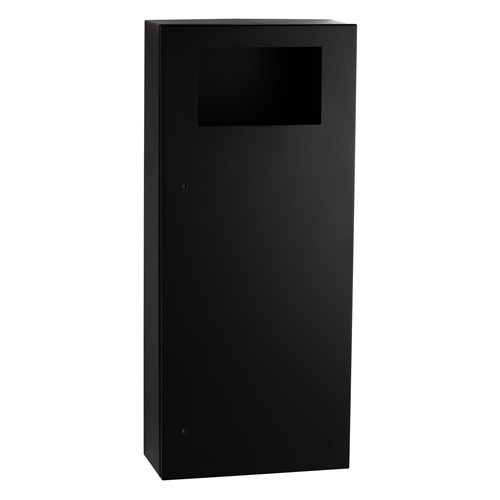 Bobrick B-35649.MBLK TrimLineSeries Waste Receptacle with Disposal Door, Surface Mounted, Matte Black, 12-Gallon