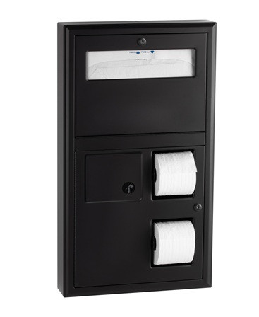 Bobrick B-3579.MBLK ClassicSeries Surface Mounted Toilet Tissue, Seat Cover Dispenser, Waste Disposal, Matte Black