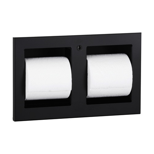 Bobrick B-35883.MBLK TrimLineSeries Toilet Tissue Dispenser, Recessed, Matte Black, Two Rolls