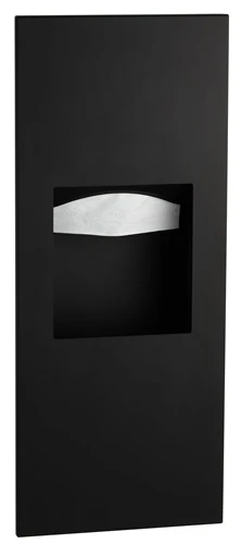 Bobrick B-36903.MBLK TrimLineSeries Recessed Paper Towel Dispenser and Waste Receptacle, Matte Black, 1.6 Gallons