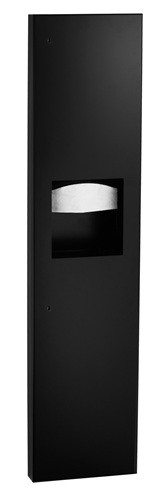 Bobrick B-38032.MBLK TrimLineSeries Paper Towel Dispenser and Waste Receptacle, Semi Recessed, Matte Black, 6.3-Gallon Waste