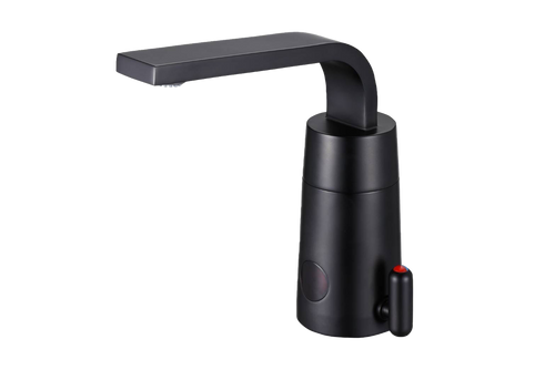 Hydrotek H-2800EM-MB-LR Lavatory Automatic Sensor Faucet, Hot/Cold Mixing and Manual On/Off, ADA Compliant, AC Powered, Vandal Resistant, Matte Black
