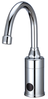 Hydrotek H-6300-LR Gooseneck Automatic Faucet, Deck Mount, Non-mixing, AC Powered, Vandal Resistant, ADA Compliant