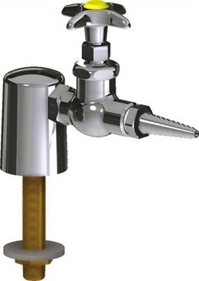 Chicago Faucets LGN1-A11B-10 Turret with Single Needle Valve, Full Flow Laboratory Serrated Nozzle, 2-1/2" Cross Handle with VAC Index Button