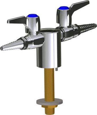 Chicago Faucets LGB1-31C-26 Turret with Two Ball Valves at 180 Degrees with Check, Vandal Proof, Full Flow Laboratory Serrated Nozzle, 2-Pack Laboratory Index Buttons, AIR, GAS