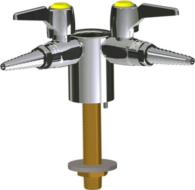 Chicago Faucets LGB1-11B-22 Turret with Two Ball Valves at 90 Degrees, Full Flow Laboratory Serrated Nozzle, Anti-Rotational Body Deck Pin, Shank Assembly, Lever Handle