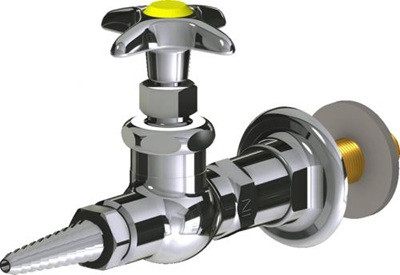 Chicago Faucets LGN1-A11B-55 Wall Flange with Needle Valve, Full Flow Laboratory Serrated Nozzle, 2-1/2" Cross Handle with VAC Index Button