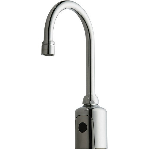 Chicago Faucets H-G11H-43ABCPT HyTronic TempShield Touch Free Gooseneck Faucet, Dual Supply, 0.5 GPM, Concealed Internal Thermostatic Temperature Control Mixer, AC Powered, Bluetooth