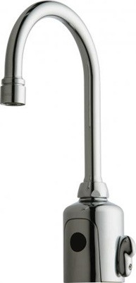 Chicago Faucets H-G11H-45ABCPT HyTronic TempShield Touch Free Gooseneck Faucet, Dual Supply, 0.5 GPM, User Adjustable Thermostatic Temperature Control Mixer, AC Powered, Bluetooth